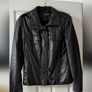 Danier Black leather jacket (XL)